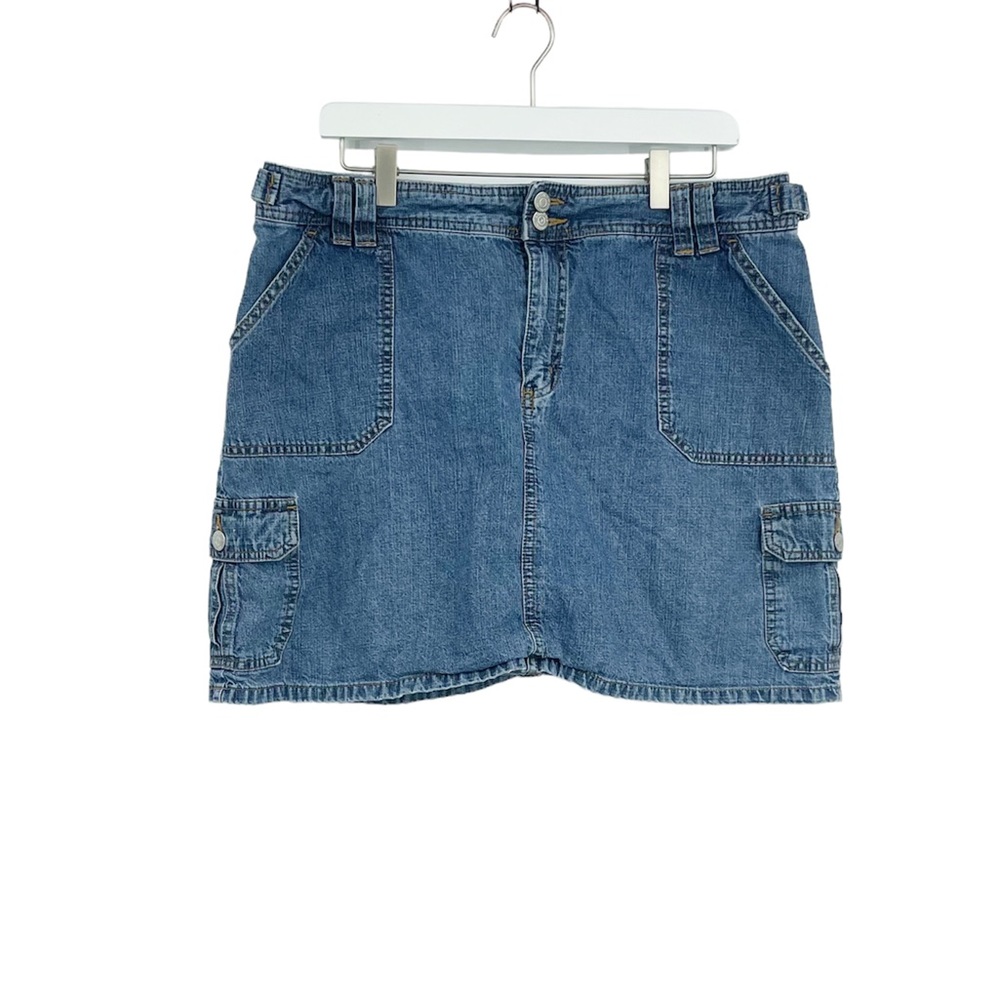 Vintage Y2K Denim Cargo Mini Skort Size 36 Early 2000s